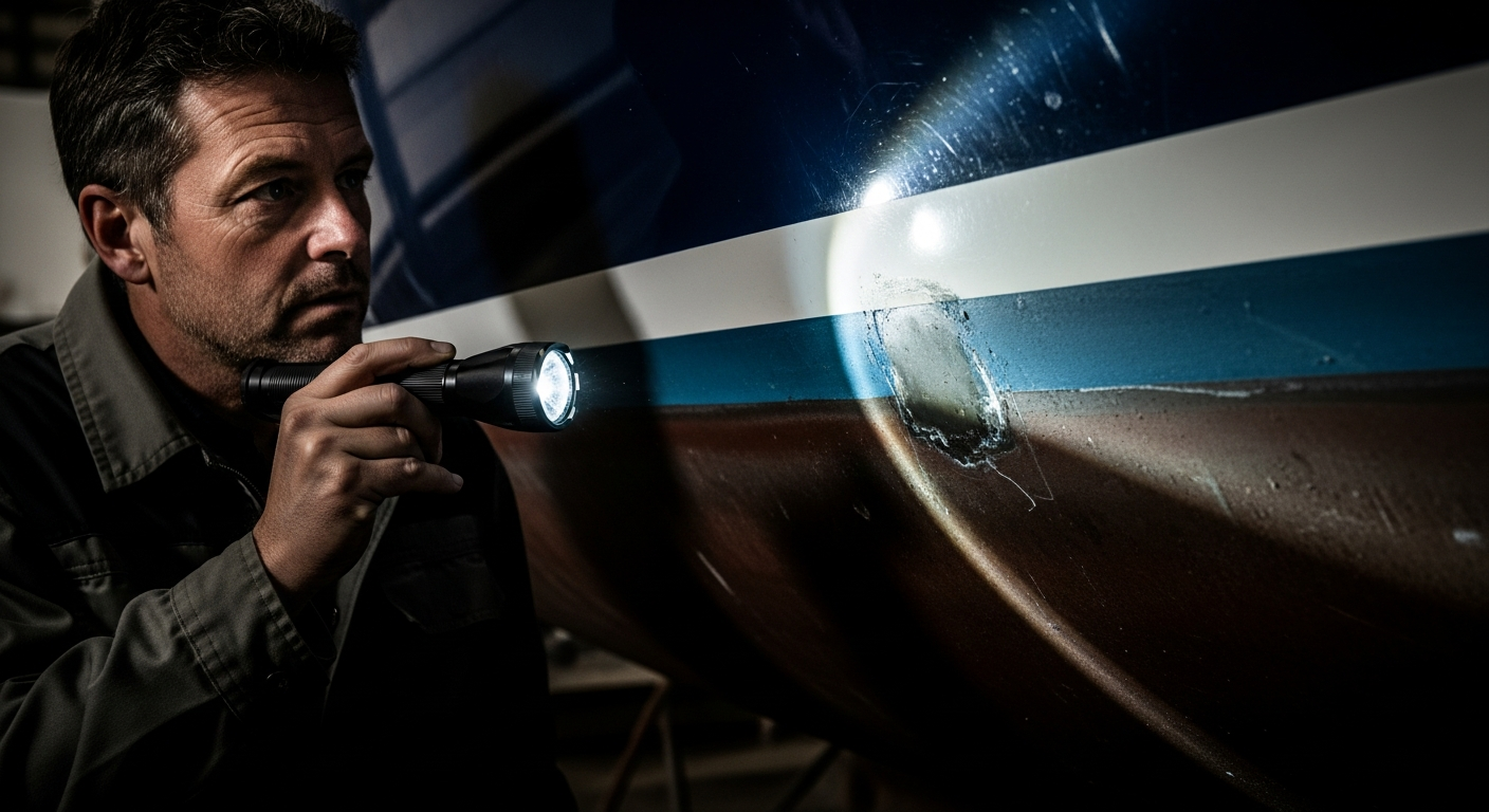 Marine surveyor inspecting a vessel